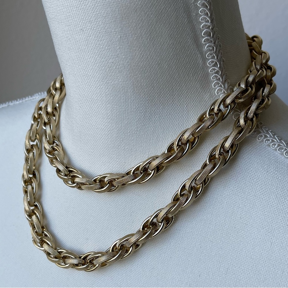 WEST GERMANY | Vintage Gold Tone Aluminum Rope Chain 34" | Weighs 59 grams